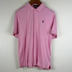 Polo by Ralph Lauren Men’s Light Pink Short Sleeve Polo with Navy Logo